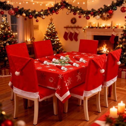 Stuhlhussen weihnachten 6er - stuhlhussen,