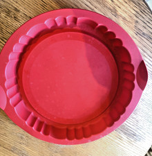 Wie NEU Tupperware Silikonform Obstboden Tarte Quiche Backform wellenrunde rot