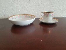 1 Tassen + Anbietschale Porzellan Fa. Burg Lindau goldfarbener Rand