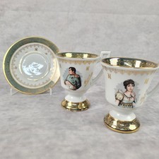 2 Espressotassen Mokkatassen Napoleon+Joséphine Tassen Goldrand Corse Frankreich