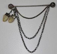  Miederstecker, Tuchnadel aus 800 Silber mit verzierten Kugeln und Grandeln