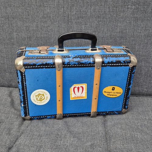 Vintage pappkoffer blauer - pappkoffer,
