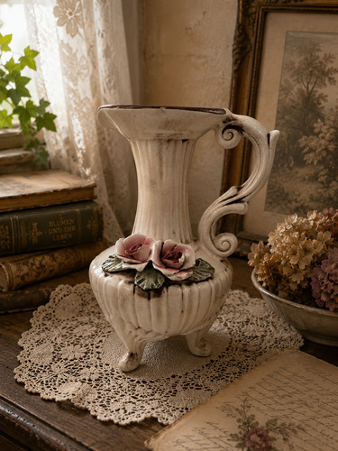 Keramik vase krug rosen relief - vase,