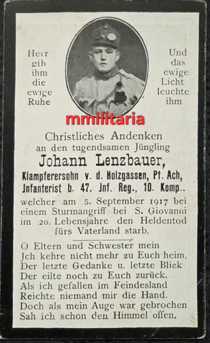 Sterbebild wwi infanterist ach - sterbebild,