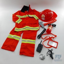 Udekit Feuerwehrmann Kostüm für Kinder Feuerwehrchef Cosplay Rollenspiel Spielze