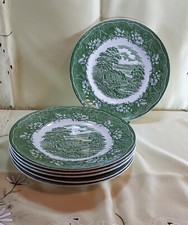 England Keramik Grün Set 6x Speiseteller von Barratts aus Staffordshire England