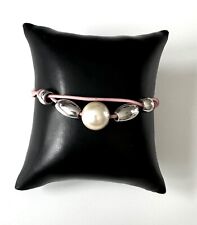 Esprit Armband 925 Silber rosa Leder - Damen Armband Vintage