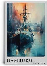 Leinwandbild Hamburg – Schiff, Hafen, Elbe, Deutschland, Wasser,
