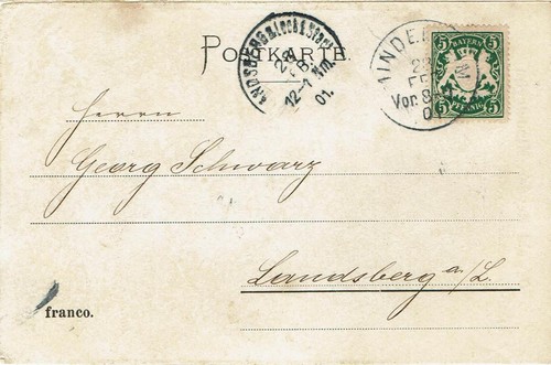 Mindelheim postkarte 1901 - postkarte, nach