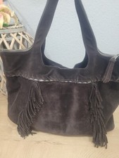 Longchamp Tasche Shopper Wildleder mit Reißverschluss Henkel braun