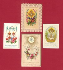 4 Andachtsbilder holy cards - 1x Spitzenbild - Rückseite datiert 1892