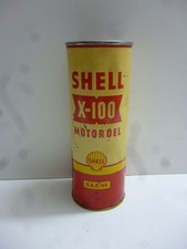 SHELL X-100 MOTOR OEL S.A.E. 40 Original alte offene Öldose auch Blech 1960er J.