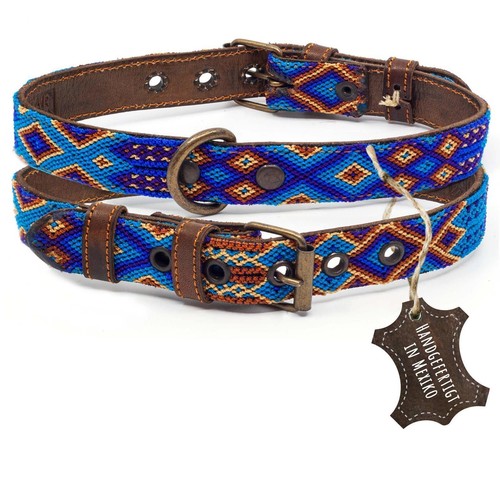 Blaues hundehalsband leder - blaues,