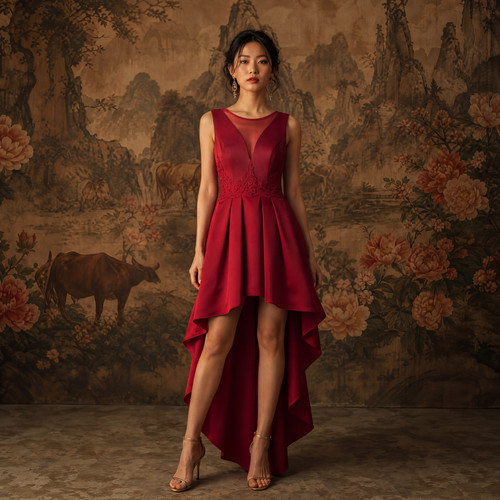 Abendkleid vokuhila rot - abendkleid,