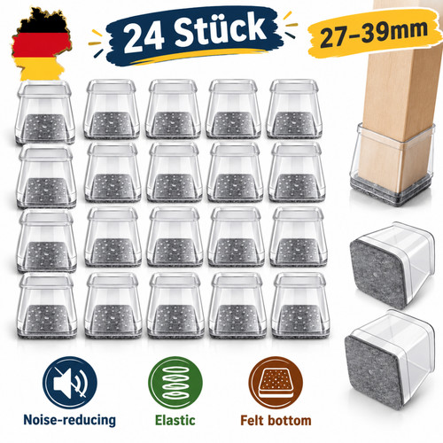 Stuhlbeinkappen eckig silikon - eckig,