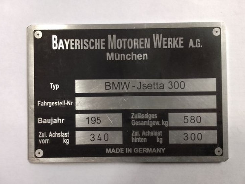 Typenschild bmw isetta 300 - bmw,