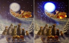 LED Bild Hunde mit Mond LEDs +