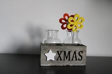 Kleine Glasvasen In Holzkiste XMAS Dekoration Holzblumenstecker