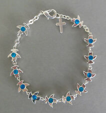 Rosenkranz Armband Motiv: Taube blaue Ornamente Metall Verarbeitung Farbe