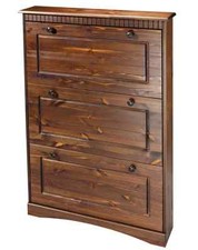 Schuhschrank Massiv Kiefer mit 3 Klappen Schrank