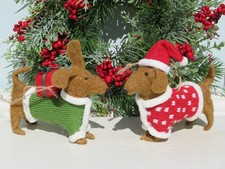 Stoff Dackel Hänger 2 Motive Paket +rote Zipfelmütze Weihnachtsdeko Christmas 14