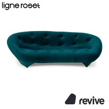 Ligne Roset Ploum Stoff Dreisitzer Petrole Grün Blau Sofa Couch Hochlehner