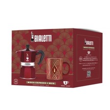 Bialetti - Deco Glamour - Moka Express 3tz rot + Becher