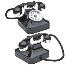 Tischuhr Uhr Briefbeschwerer Deko Telefon Wählscheibe Hörer Schnurschwarz silber