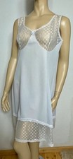 TOP ➡️ VINTAGE NYLON UNTERKLEID NACHTHEMD NEGLIGEE 54 XL XXL weiß Spitze