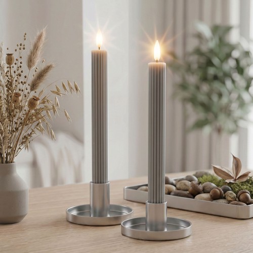 Led stabkerzen echtwachs - echtwachs, grau