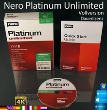 Nero Platinum Unlimited Vollversion Box + CD 7in1 Brennsoftware Dauerlizenz NEU