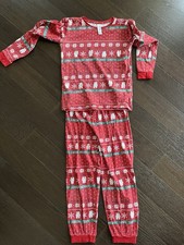 Mädchenschlafanzug Jungen Weihnachtsmotiv Rot Größe 146 152