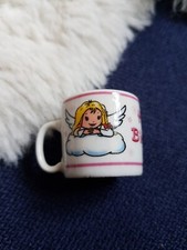 Kleine Happy Birthday Geburtstag Tasse Mini Keramik Engel Geschenk Present Weiß