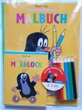 Set Der kleine Maulwurf Malbuch 16 x 21 cm (A5)+ Malblock + 6 Buntstifte