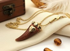 585er Goldkette mit Hornanhänger & Herz – 14K Vintage Schmuck, 6,87 g