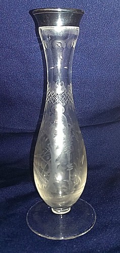 375 glas vase mit silberrand - glas,