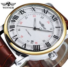 Herren Automatikuhr Mechanische Armbanduhr Herrenuhr Leder Armband Uhr Geschenk