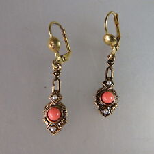 Ohrringe mit Koralle und Lotperlen im Viktorianischen Stil (52313)