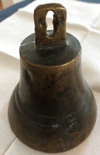 Sehr alte Schiffsglocke Bronze mit Klöppel H: 18cm, D: 13,5cm, 1586g guter Klang