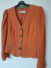 Trachtenjacke 100 % Leinen orange/grün Gr. 40 von Alphorn