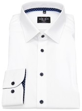 Marvelis Hemd Body Fit Kentkragen Kontrastknöpfe weiß