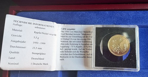 Kursmünze vergoldet - 1, dm