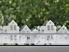 Scheibengardine naturweiß Gardine Fensterbild Stickerei Panneaux Plauen Häuser