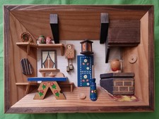 3D Bild, Holzbild, Wandbild, Reliefbild Bauernküche ca. 19x22 cm