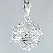 925 Silber - Engelsglöckchen mit Karabiner Charm Anhänger zum Öffnen Klangkugel