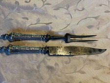 ANTIKES VORLEGEBESTECK MESSER UND GABEL GRIFFE AUS SILBER