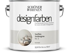 SCHÖNER WOHNEN Designfarbe Wandfarbe Sanftes Seidengrau 2,5 l