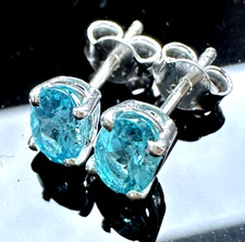 Edle Sterling Silber Ohrstecker Apatit Facettiert Edelstein 6mm Ohrringe 925er