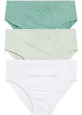 3er Pack Jungen Slip Gr. 116/122 Weiß Hellschilf Salbeigrün Unterwäsche Neu