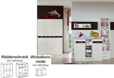 Kleiderschrank 3-türig mit Brombeer-Absetzung für Kinderzimmer, gebraucht 